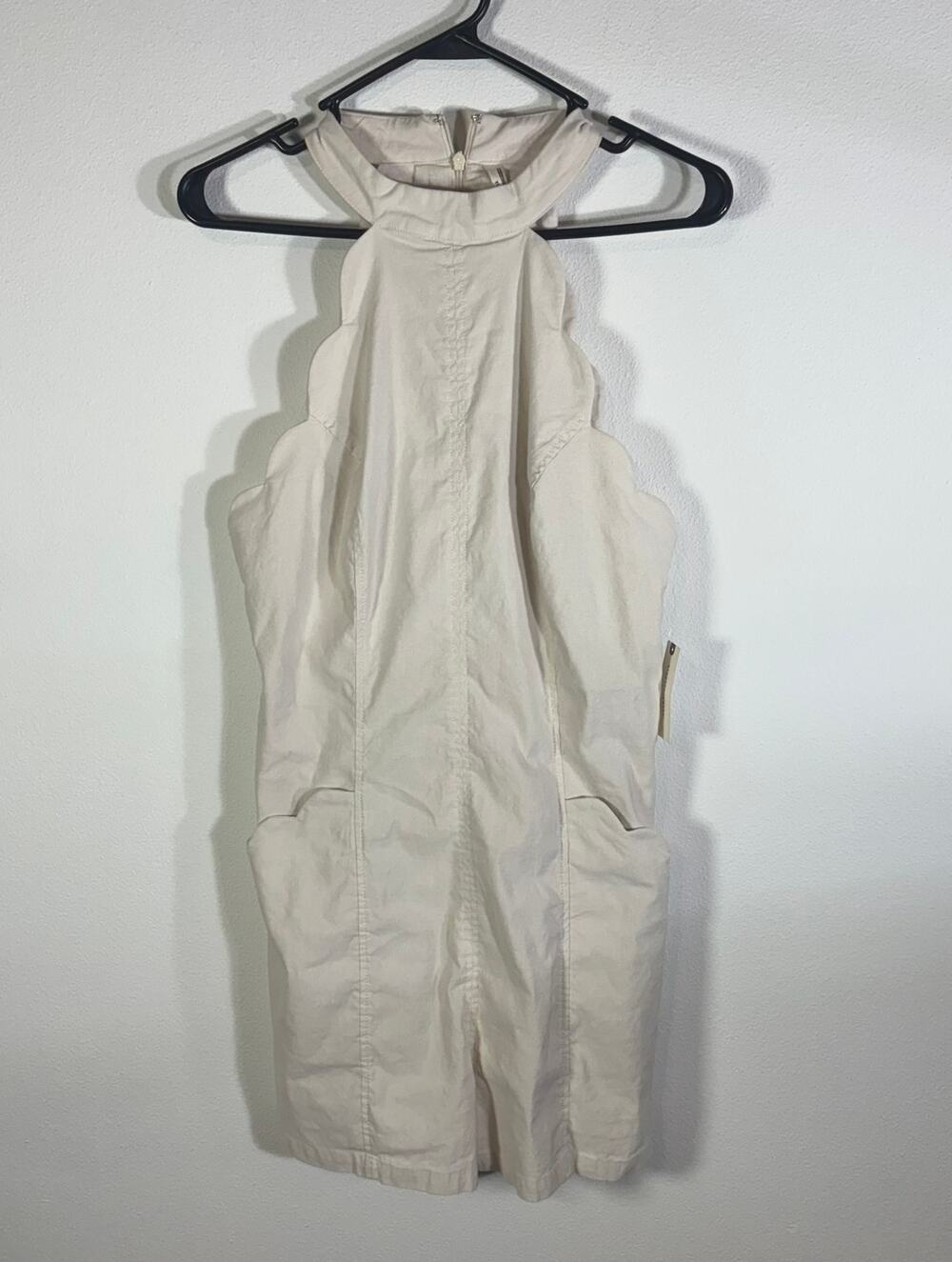 NWT By Anthropologie Halter Romper 12 Ivory Scalloped Sleeveless Shorts $138